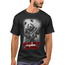 J'aime le Rock and Roll et les Pandas sur un fond 