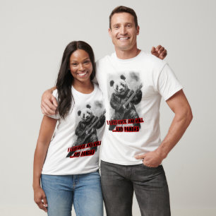 T-shirt J'aime le Rock and Roll et les Pandas sur un fond 