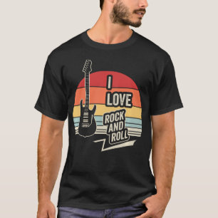 T-shirt J'aime le Rock And Roll Musique de Guitare Rétro V