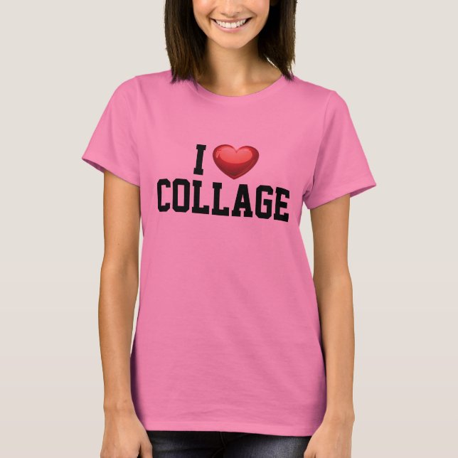 T-shirt J'aime le rose d'université de collage (Devant)
