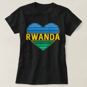 T-shirt J'aime le Rwanda, le coeur rwandais rwandais