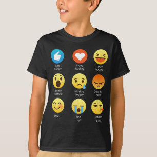 T-shirt J'aime le Social d'émoticône d'hockey (emoji) (l