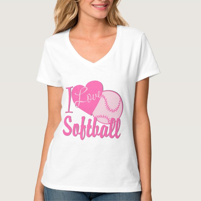 T-shirt J'Aime Le Softball Rose (Devant)