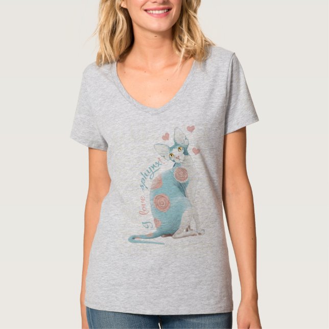 T-shirt J'aime le sphynx ! (Devant)