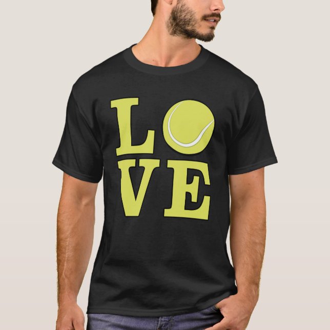 T-shirt J'aime le Tennis - Texte Jaune Clair (Devant)