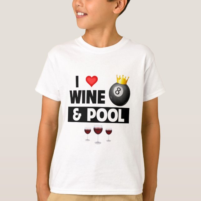T-shirt J'Aime Le Vin Et La Baguette De Piscine 8 Ll Billa (Devant)