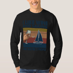 T-shirt J'Aime Le Vin Et La Voile Peut-Être 3 Personnes
