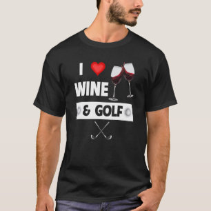 T-shirt J'Aime Le Vin Et Les Clubs De Golf Boire Des Lunet