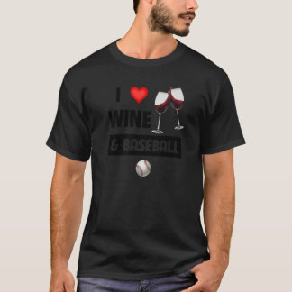 T-shirt J'Aime Le Vin Et Les Lunettes De Baseball Pour Par
