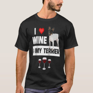 T-shirt J'aime le vin et ma fosse lisse Terrier chien mama