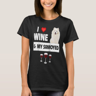 T-shirt J'aime le vin et mes pattes d'élevage Samoyed Mama