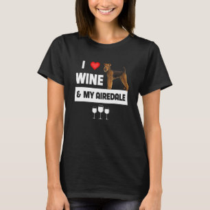 T-shirt J'Aime Le Vin Et Mon Airedale Terrier Maman Papa P