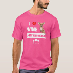 T-shirt J'Aime Le Vin Et Mon Chihuahua Maman Papa Chien Bo