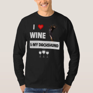 T-shirt J'Aime Le Vin Et Mon Dachshund Maman Papa Chien Bo