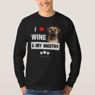 T-shirt J'Aime Le Vin Et Mon Mastiff Maman Papa Bullmastif
