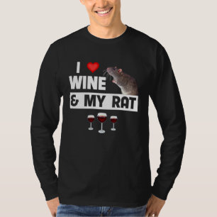 T-shirt J'aime le vin et mon rat de champ rongeur souris b