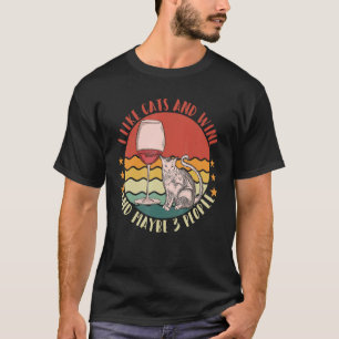 T-shirt J'Aime Le Vin Mon Chat Et Peut-Être 3 Personnes Ho