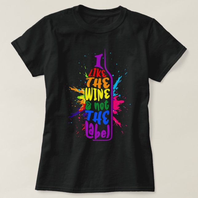 T-shirt J'Aime Le Vin Pas La Fierté Pansexuelle Étiquette  (Design devant)