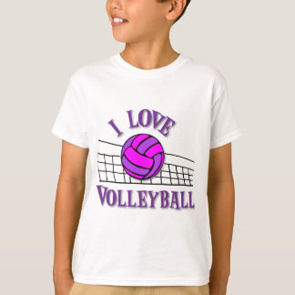 T-shirt J'aime le volleyball, pinkpurple