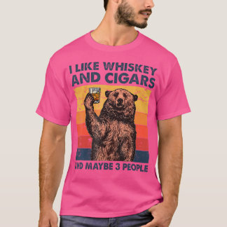 T-shirt J'aime le Whisky Et les Cigares Et Peut-être 3 Per