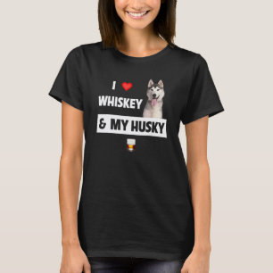 T-shirt J'aime le Whisky Et Ma Maman Husky Papa Chien Boi