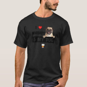 T-shirt J'aime le Whisky Et Ma Maman Pug Papa Chien Boire