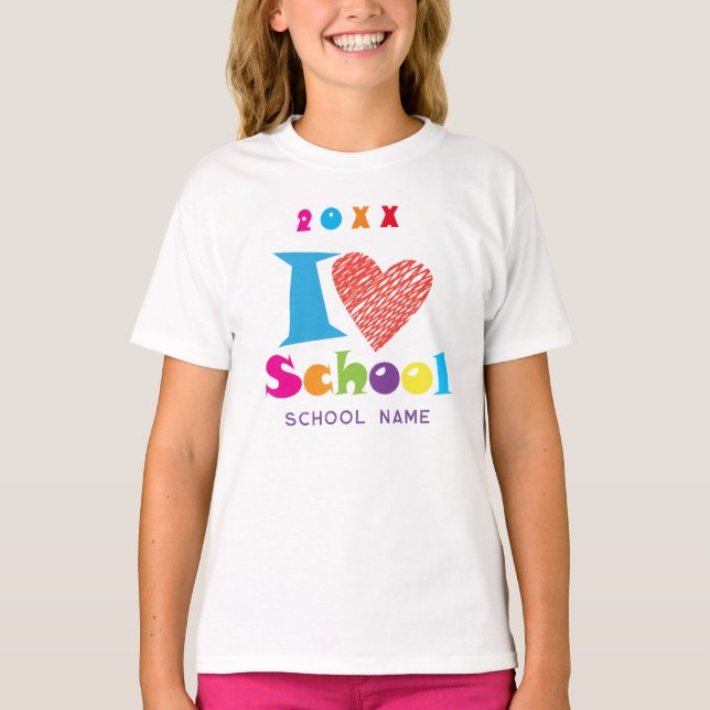 T-shirt J'Aime L'École. DIPLÔME Carton coeur mignon (Devant)