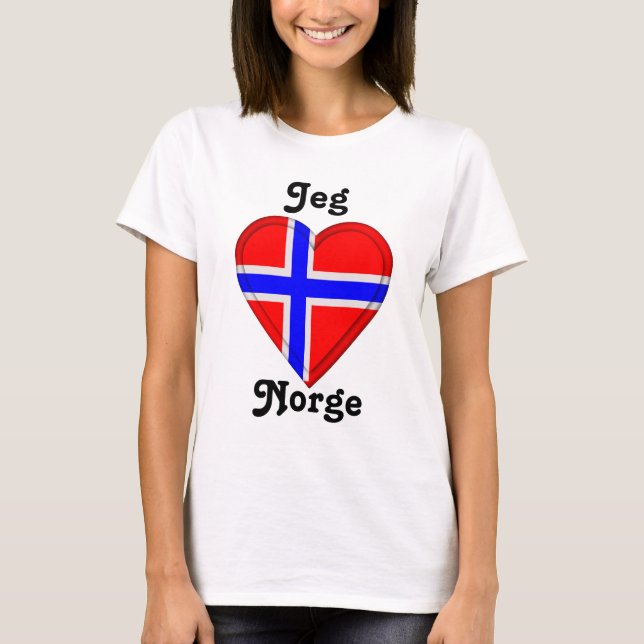 T-shirt J'aime l'elsker Norge de la Norvège - du Jeg (Devant)