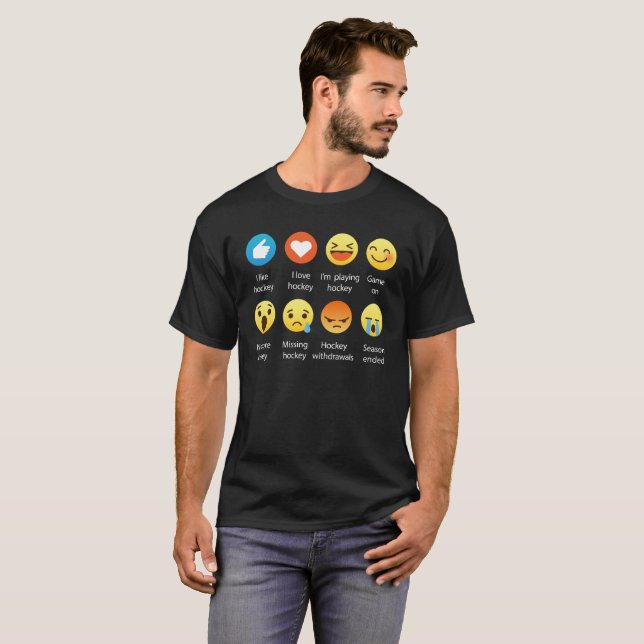 T-shirt J'aime l'émoticône sociale d'HOCKEY (emoji) - (Devant entier)