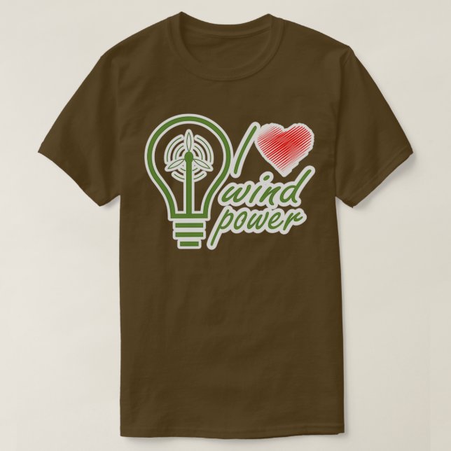 T-shirt J'aime l'énergie éolienne renouvelable 5 (Design devant)
