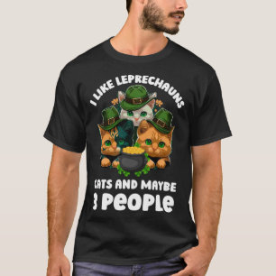 T-shirt J'aime Leprechauns Chats et peut-être 3 personnes