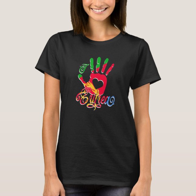 T-shirt J'Aime L'Erythrée Avec Le Drapeau De L'Erythrée Da (Devant)