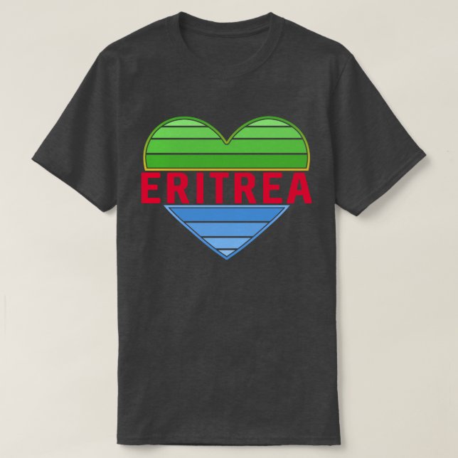 T-shirt J'aime l'Erythrée, coeur érythréen (Design devant)
