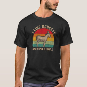 T-shirt J'Aime Les Ânes Et Peut-Être 3 Personnes Donkey Gr