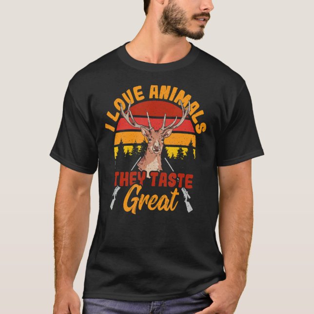 T-shirt J'Aime Les Animaux Ils Goûtent Les Grands Cerfs Ch (Devant)
