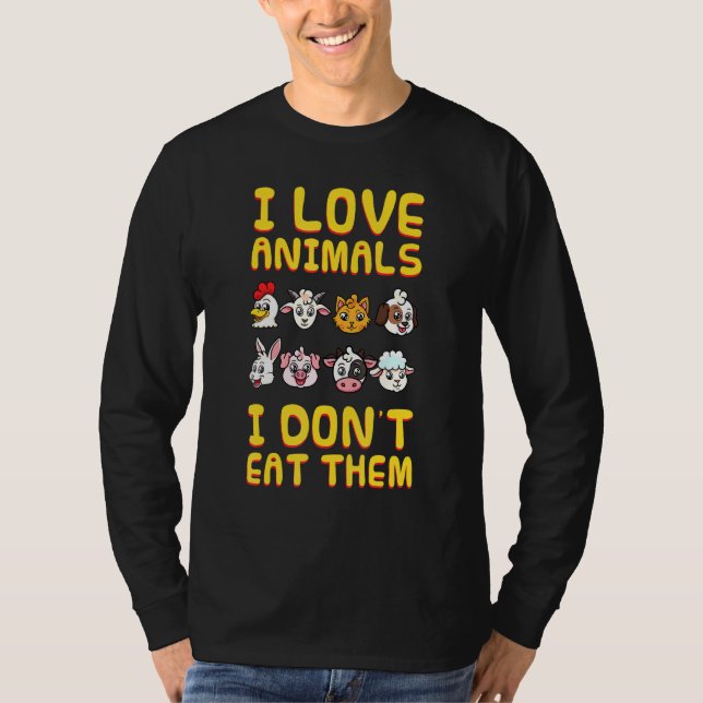 T-shirt J'Aime Les Animaux Je Ne Les Mange Pas Végétarien  (Devant)