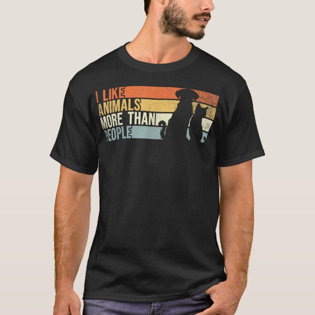 T-shirt J'aime les Animaux Plus Que les Gens Drôle de Chie (Devant)