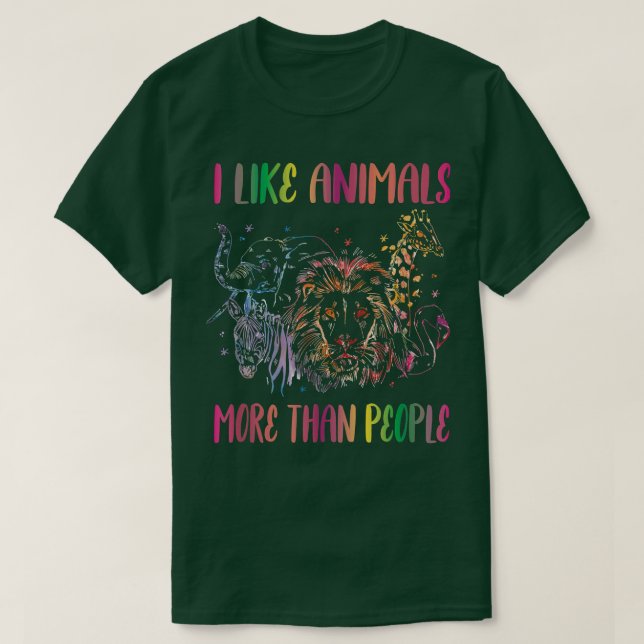 T-shirt J'Aime Les Animaux Plus Que Les Gens Drôle Vegan V (Design devant)