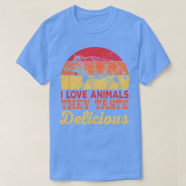 T-shirt J'aime les animaux qu'ils goûtent délicieux 1 (Design devant)