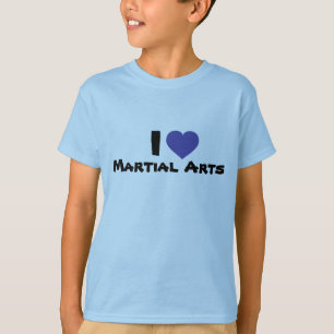 T-shirt J'aime les arts martiaux coeur bleu