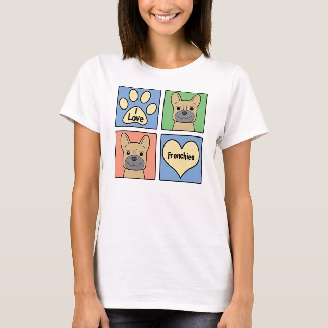 T-shirt J'aime les bouledogues français (Devant)