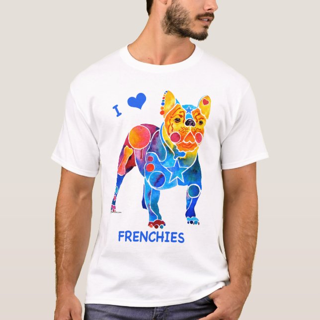 T-shirt J'aime les bouledogues français (Devant)