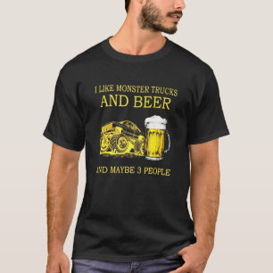 T-shirt J'Aime Les Camions Monster Et La Bière Et Peut-Êtr