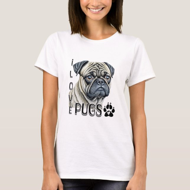T-shirt J'aime les Carlins | Propriétaires de chiens migno (Devant)