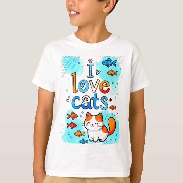 T-SHIRT J'AIME LES CHATS (Devant)