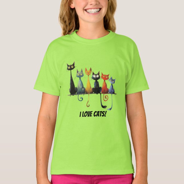 T-shirt J'aime les chats (Devant)
