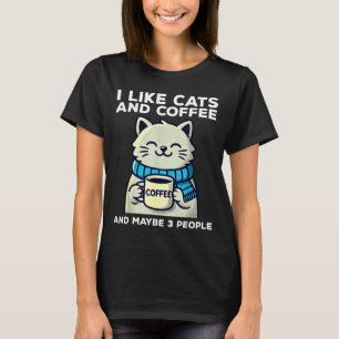 T-shirt J'aime les chats café peut-être 3 personnes chat d