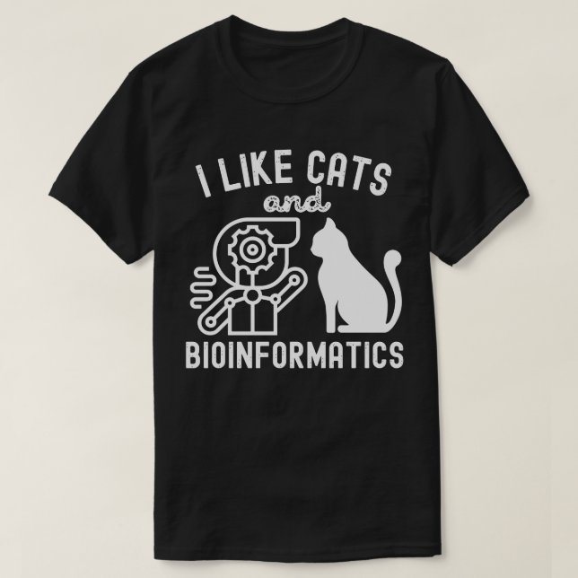 T-shirt J'aime les chats et la bio-informatique (Design devant)