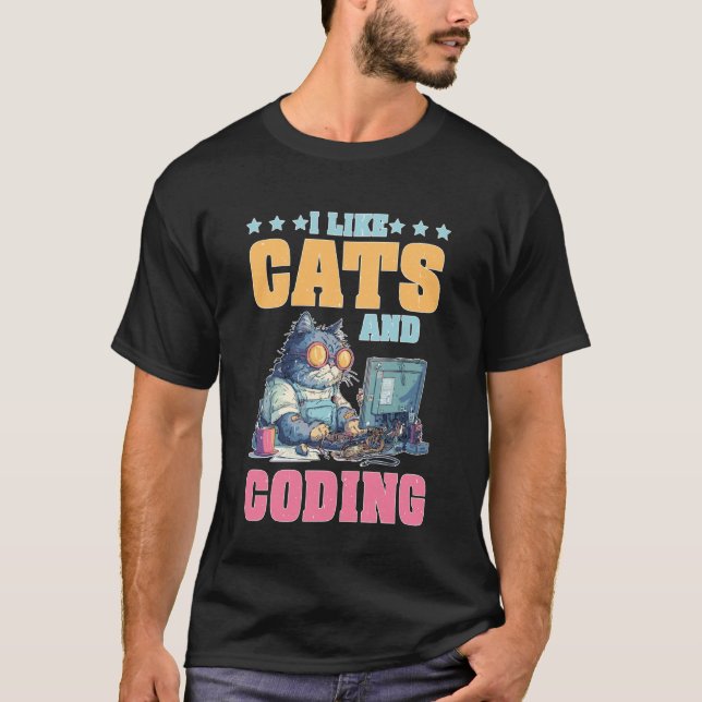T-shirt J'aime les chats et la programmation Passion de pr (Devant)