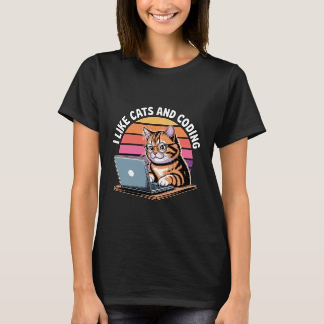 T-shirt J'aime les chats et la programmation Passion Tech  (Devant)